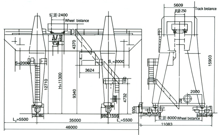 20T35m雙梁電磁門式起重機